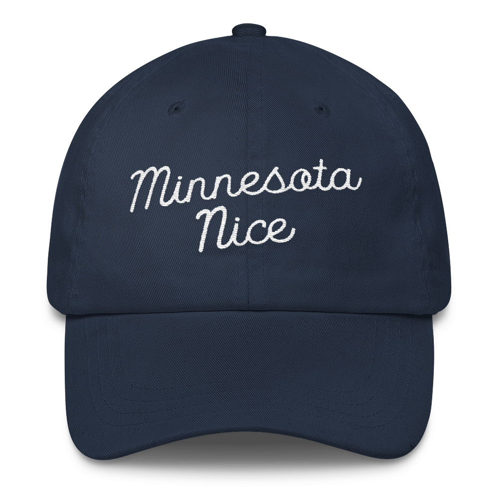 Minnesota Nice Unstructured Cap in Navy with White Script