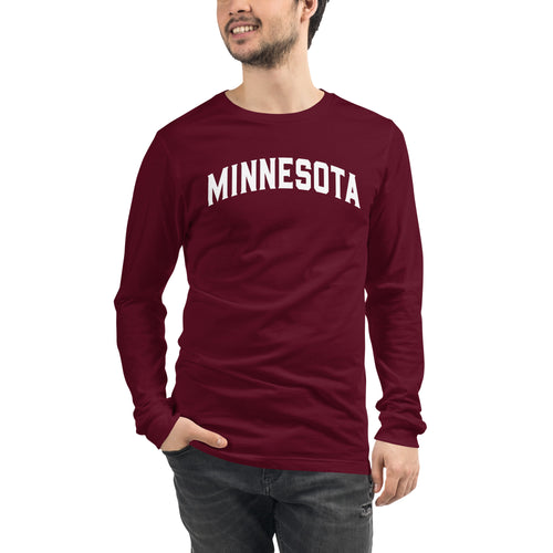 Maroon and White Minnesota Men's Long Sleeve Tee