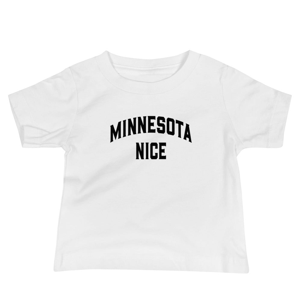Minnesota Nice Block Baby Tee in White
