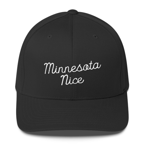 Minnesota Nice Flexfit Structured Cap in Black with White Script