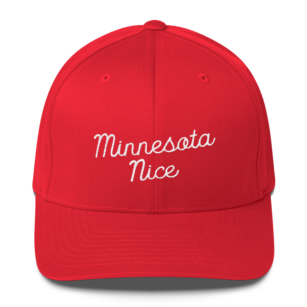Minnesota Nice Flexfit Structured Cap in Red with White Script