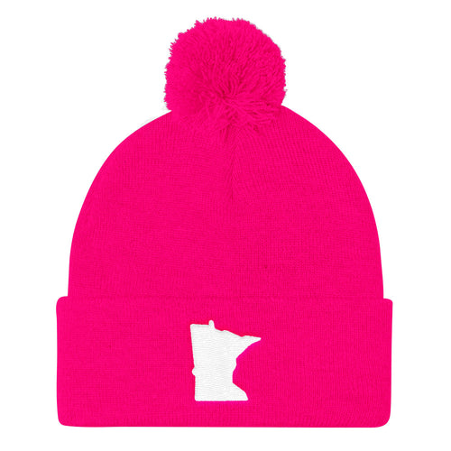 Minnesota Pom Pom Knit Hat in Pink