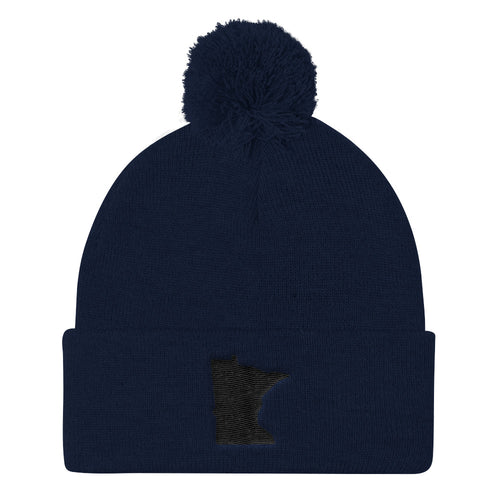 Minnesota Pom Pom Knit Hat in Navy