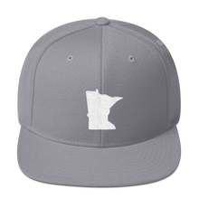 Minnesota Snapback Cap in Silver and White