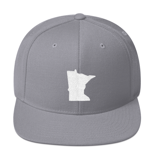 Minnesota Snapback Cap in Silver and White