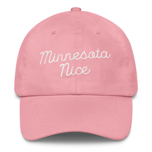 Minnesota Nice Unstructured Cap in Pink with White Script