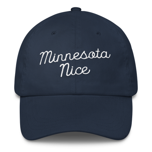 Minnesota Nice Unstructured Cap in Navy with White Script