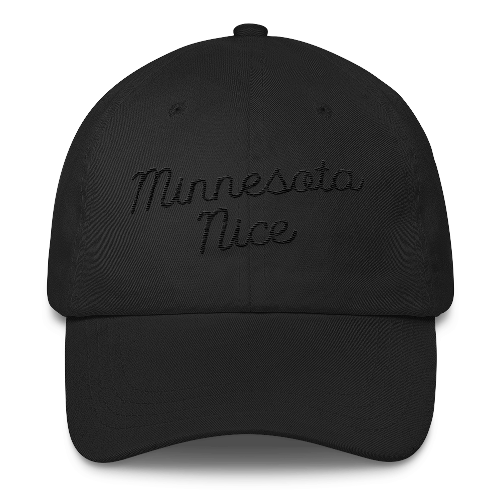 Minnesota Nice Unstructured Cap in Black with Black Script