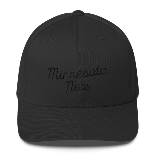 Minnesota Nice Flexfit Structured Cap in Black with Black Script