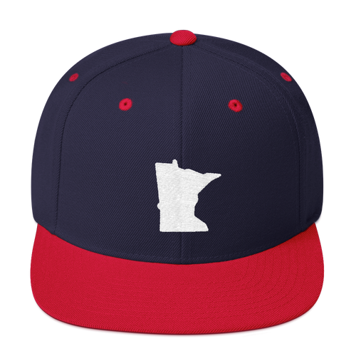 Minnesota Snapback Cap in Navy and Red with White