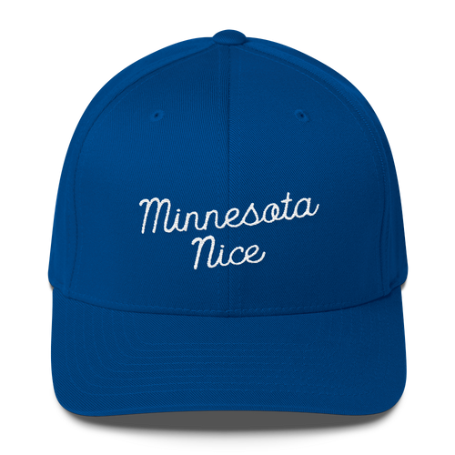 Minnesota Nice Flexfit Structured Cap in Royal Blue with White Script