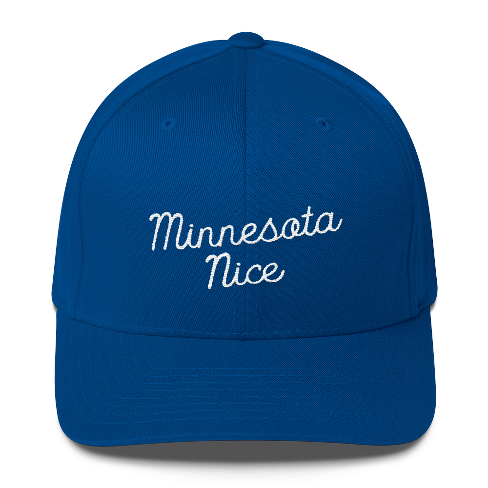 Minnesota Nice Flexfit Structured Cap in Royal Blue with White Script