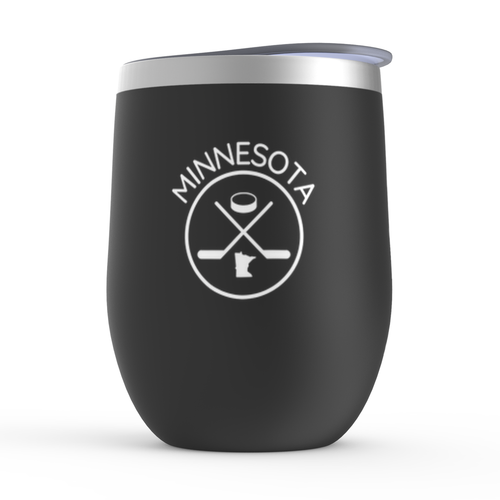 Minnesota Hockey Black Wine Tumbler