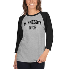 Minnesota Nice Block 3/4 Sleeve Baseball Shirt in Heather
